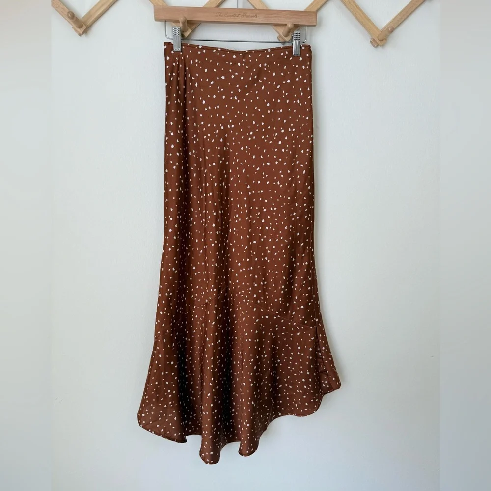 Abercrombie & Fitch Brown Polka Dot High-Low Skirt - Picture 2 of 6
